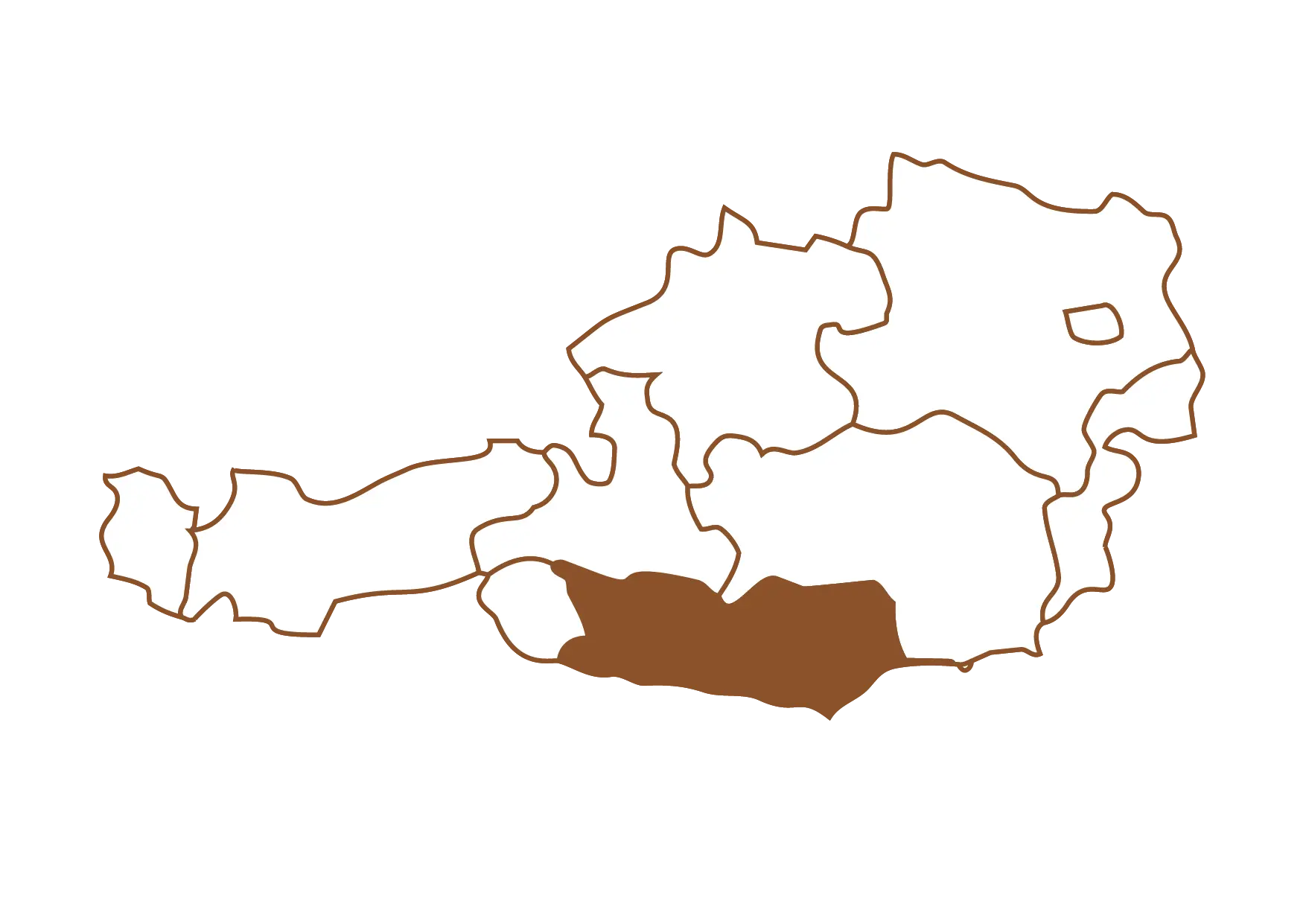 Landkarte mit Fokus auf Kärnten