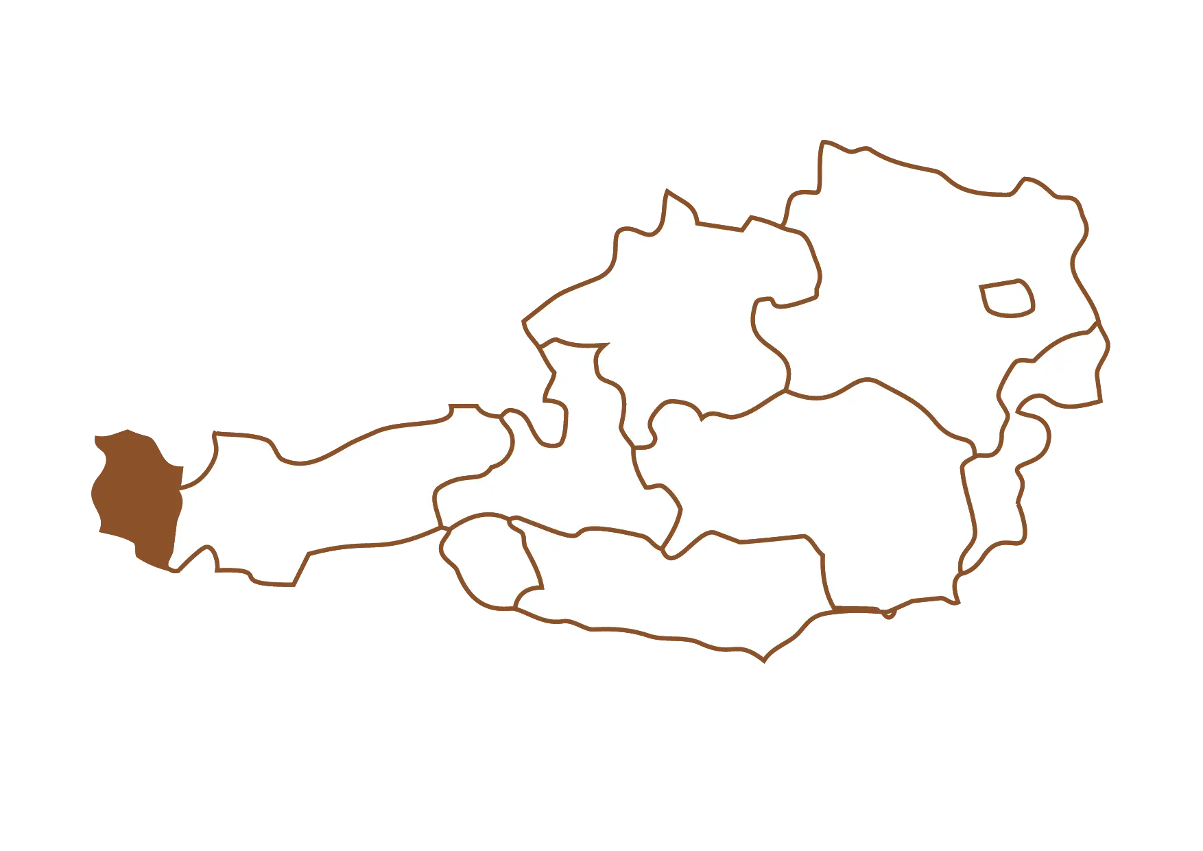 Landkarte mit Fokus auf Vorarlberg