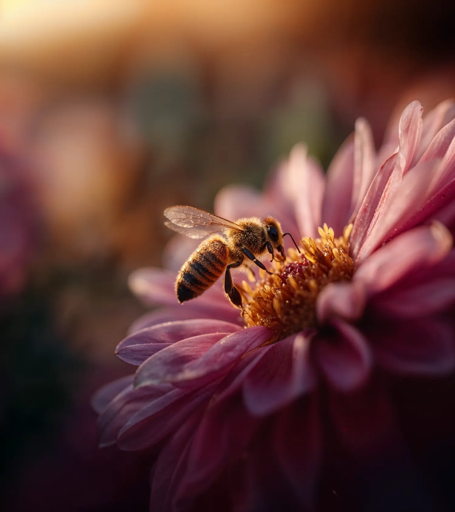Großaufnahme von Biene auf Blüte