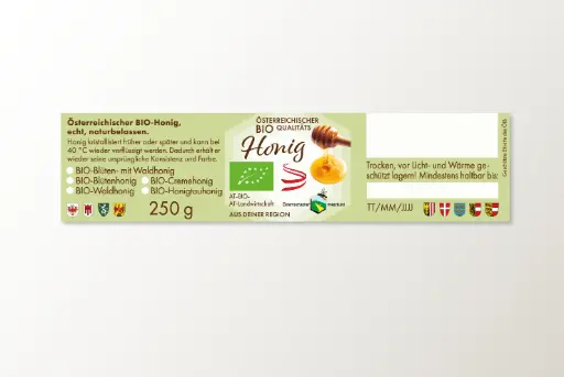 Österreichische BIO Qualitäts-Honigetiketten - Preis auf Anfrage