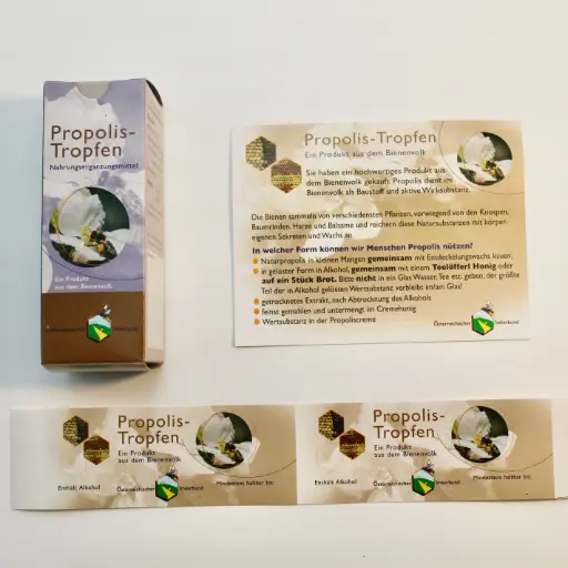 SET Propolistropfen 50ml - Verpackung (Karton + Flaschenetikette + Beipackzettel) - 100 Stk.